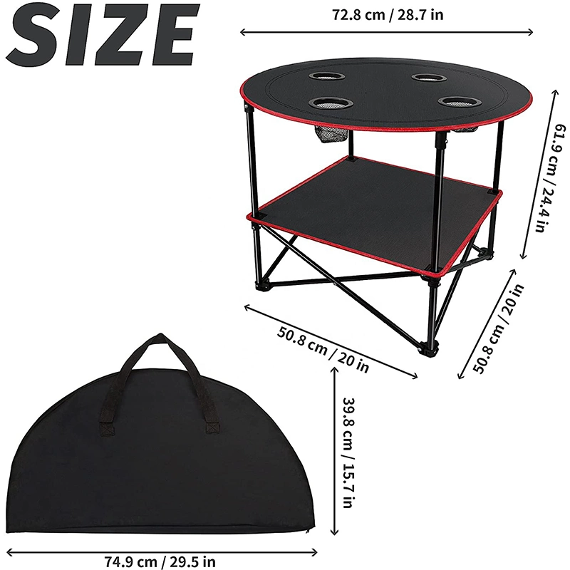 Folding Picnic Beach Portable Canvas Camping Tables with Holders and Storage Bag