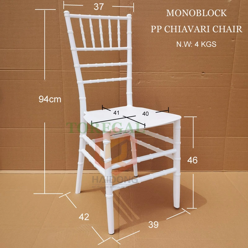 White Color Monobloc PP Plastic Chaise Chiavari Tiffany Chairs