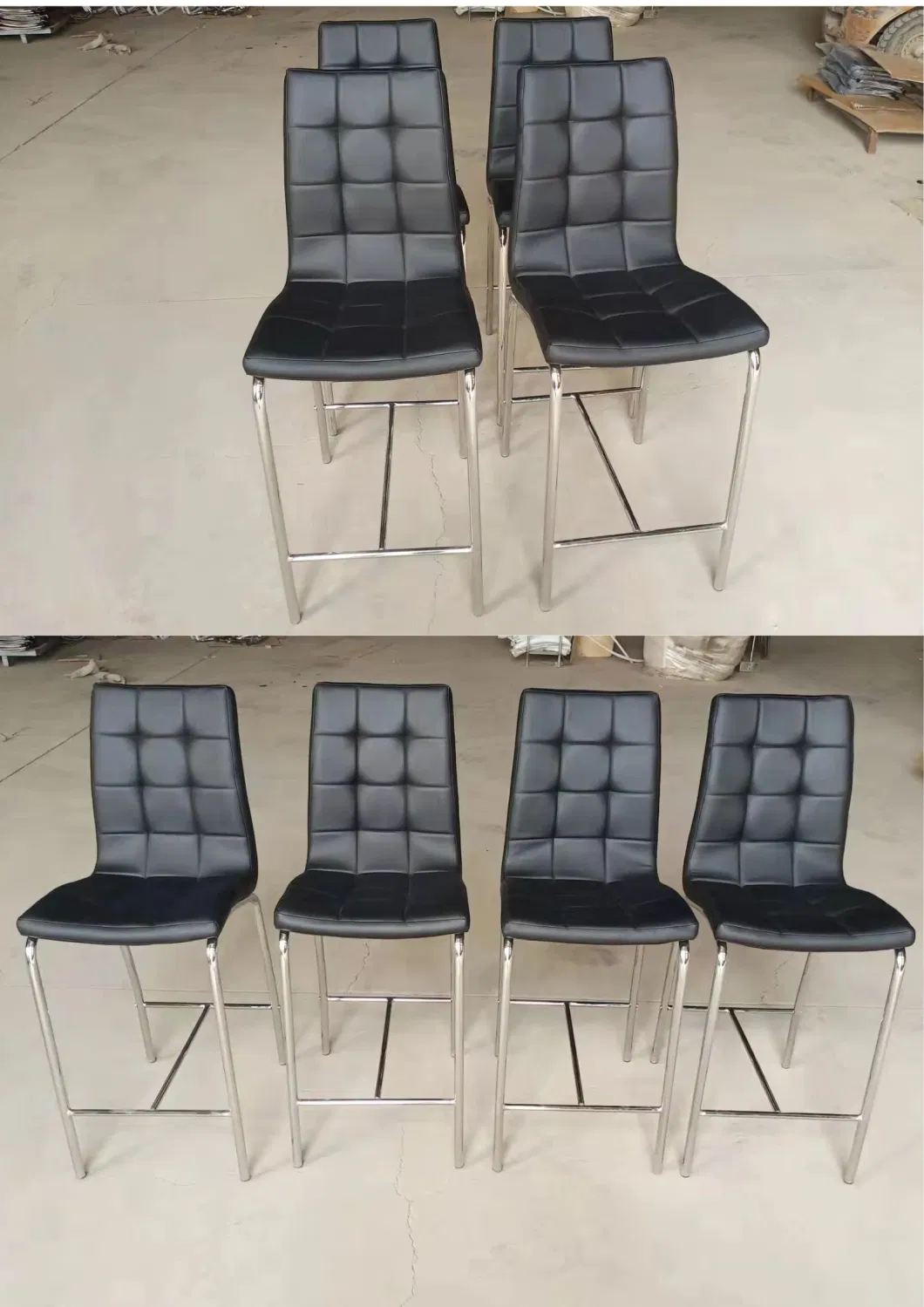 Modern Bar Stools PU Leather for Dining Table Kitchen Height Bar Stool with Chromed Legs Chairs