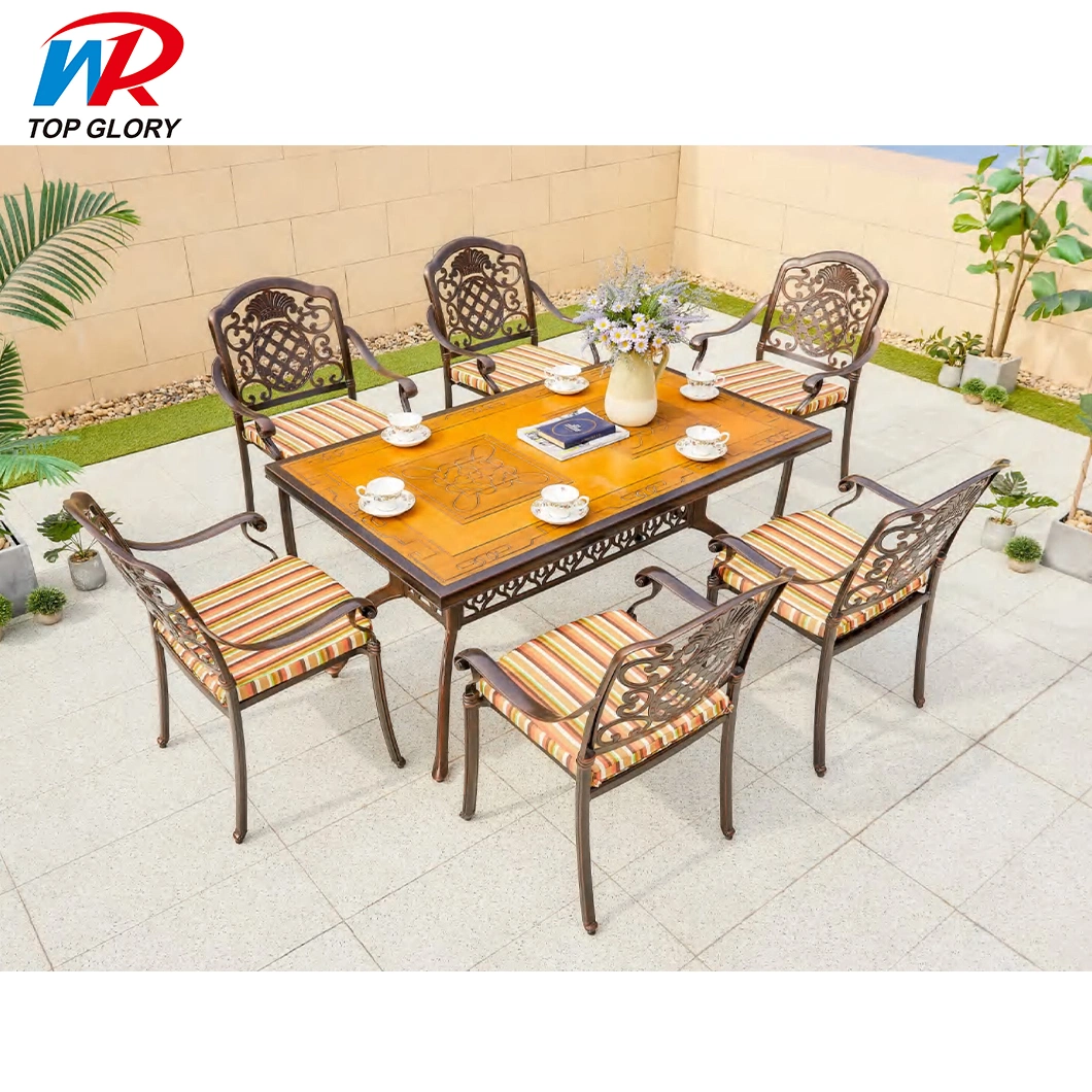 Factory Price Cast Aluminum Furniture Outdoor Garden Furniture Dining Table and Chair Set