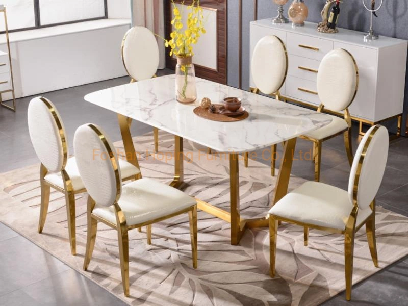 Modern Stackable Hotel Restaurant Wedding Banquet Chair Hot Sale Round Gold Frame Metal Chair General Use Kitchen Wedding Stainless Steel Dining Chair