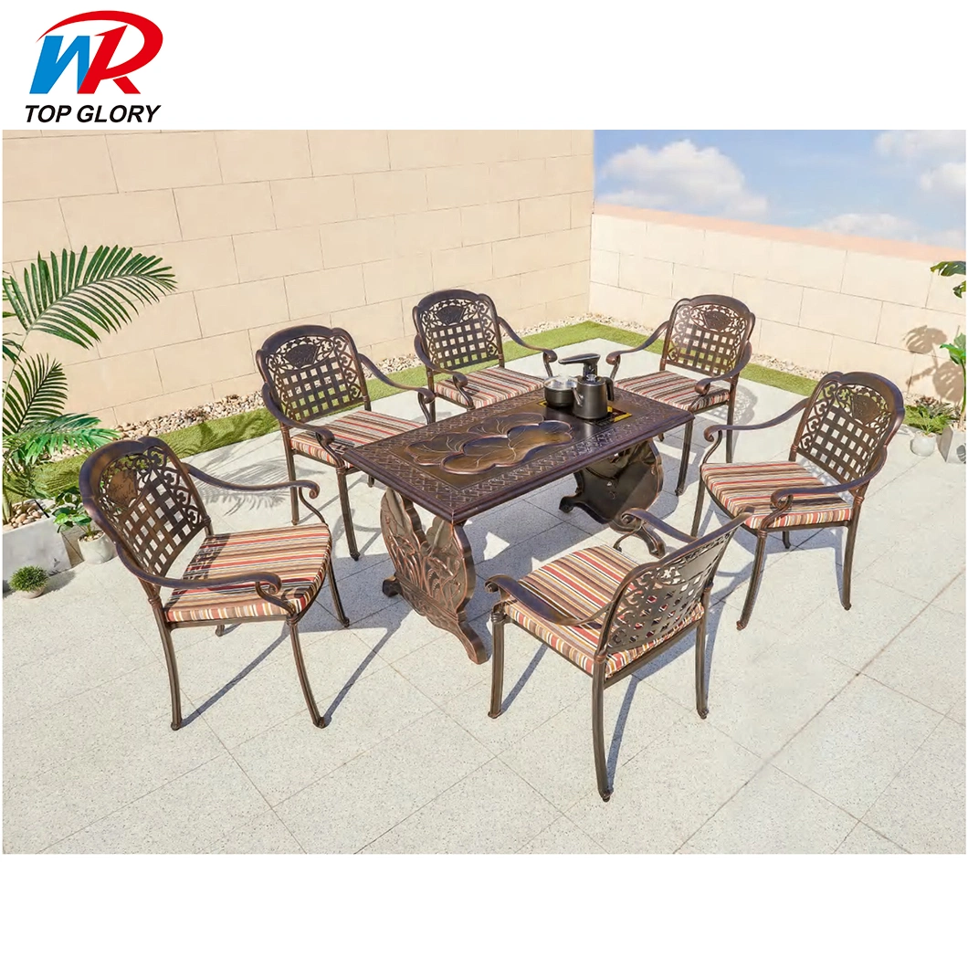 Factory Price Cast Aluminum Furniture Outdoor Garden Furniture Dining Table and Chair Set