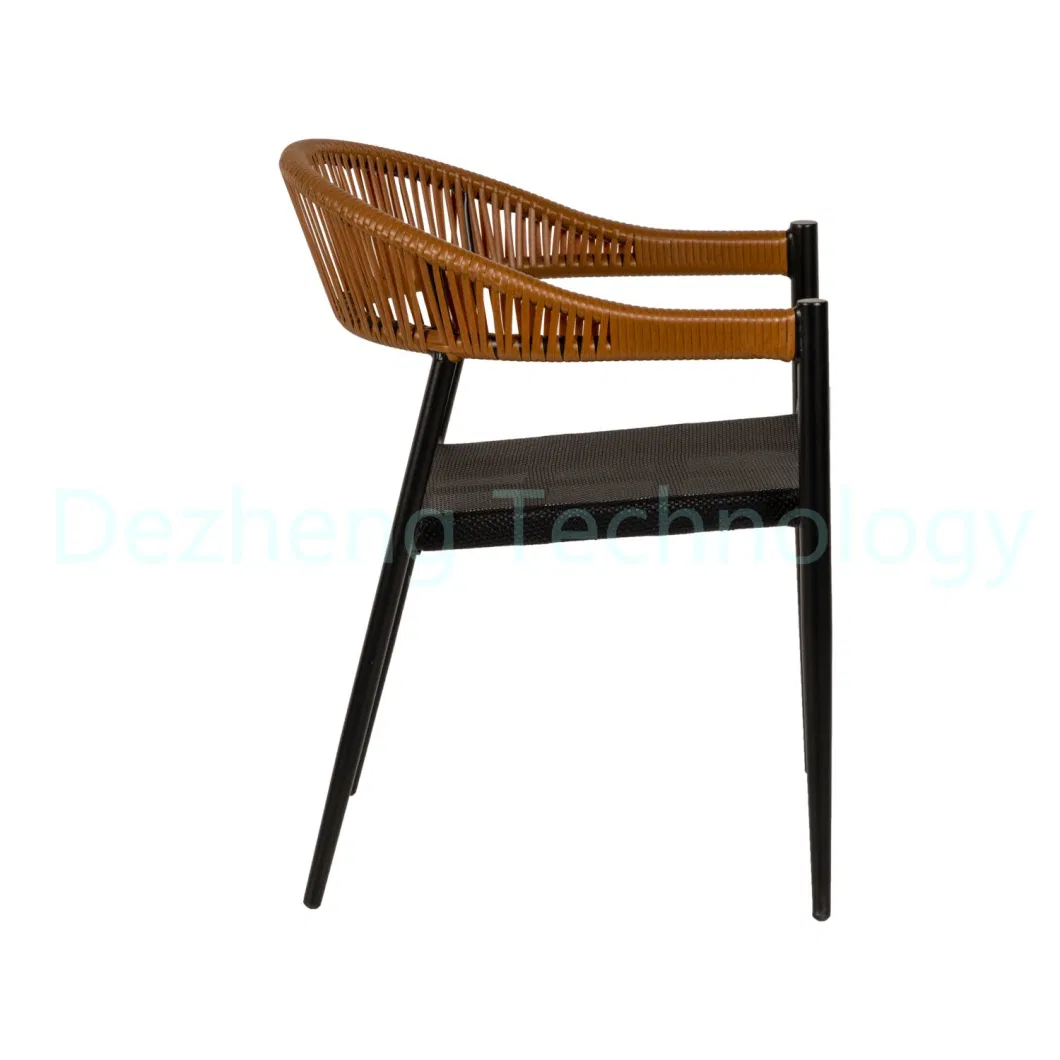 Grey Rattan Aluminum Frame Leisure Dining Outdoor Restaurant Chair for Hotel Use