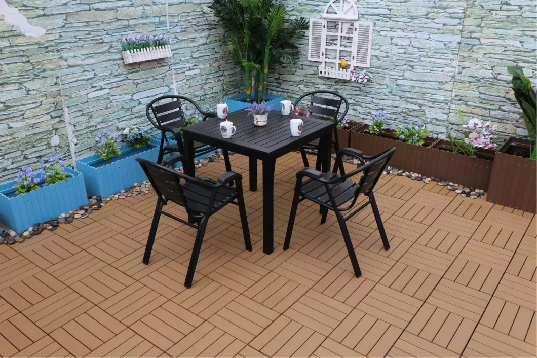 Lawn Furniture Water Proof Outdoor Plastic Wooden Picnic Table and Chair for Restaurant