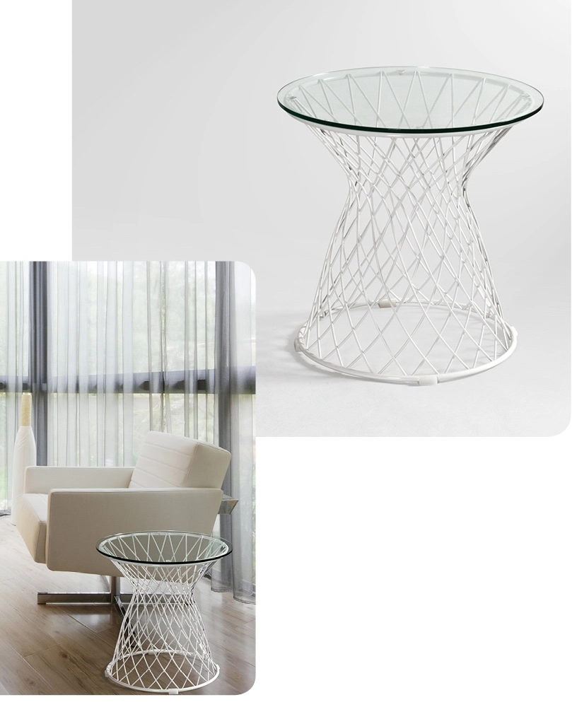 Polished Stainless Steel Wire Glass Top Outdoor Garden Round Table