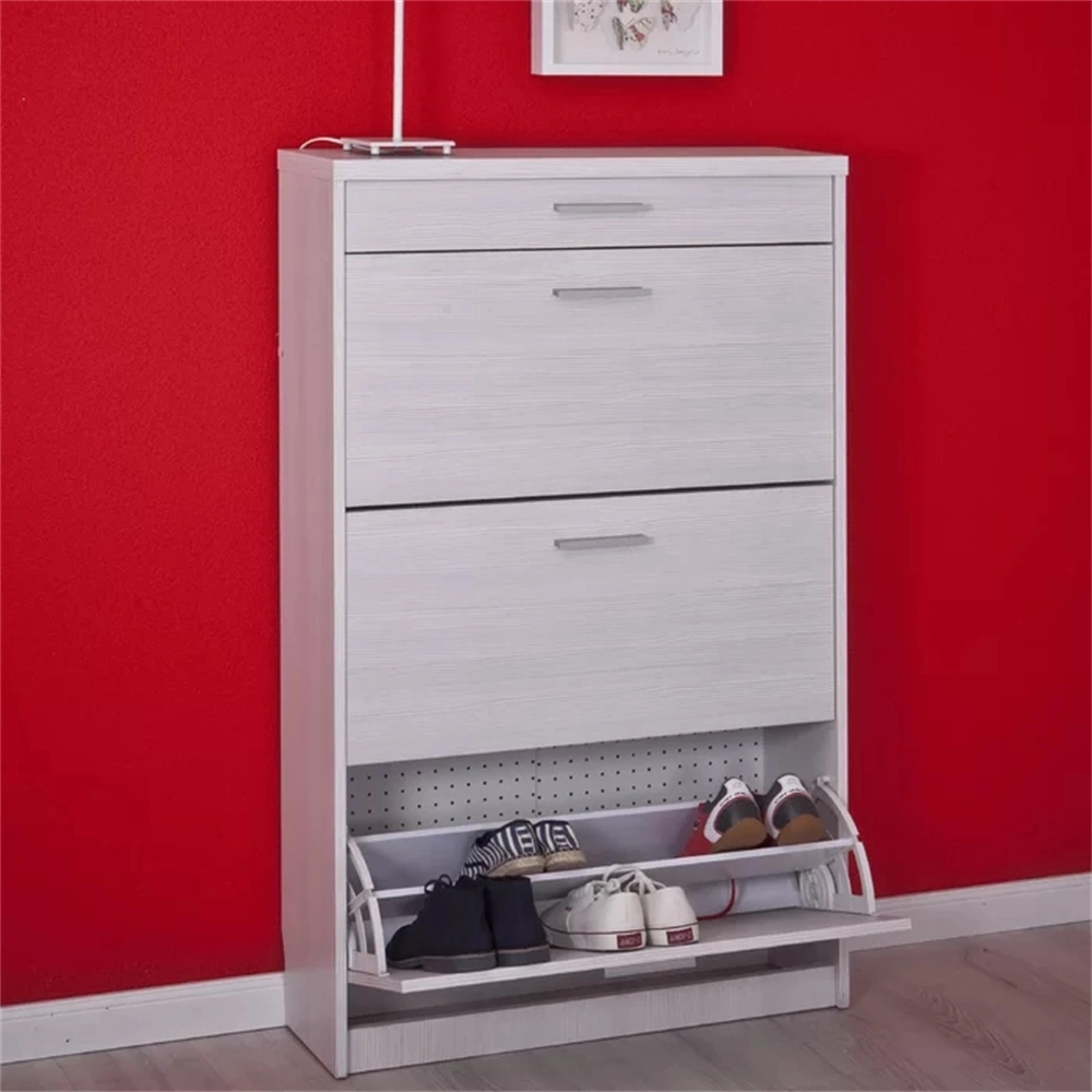 Hot Sale Modern Home Furniture Dustproof Enclosed White Shoe Rack with Flip Door