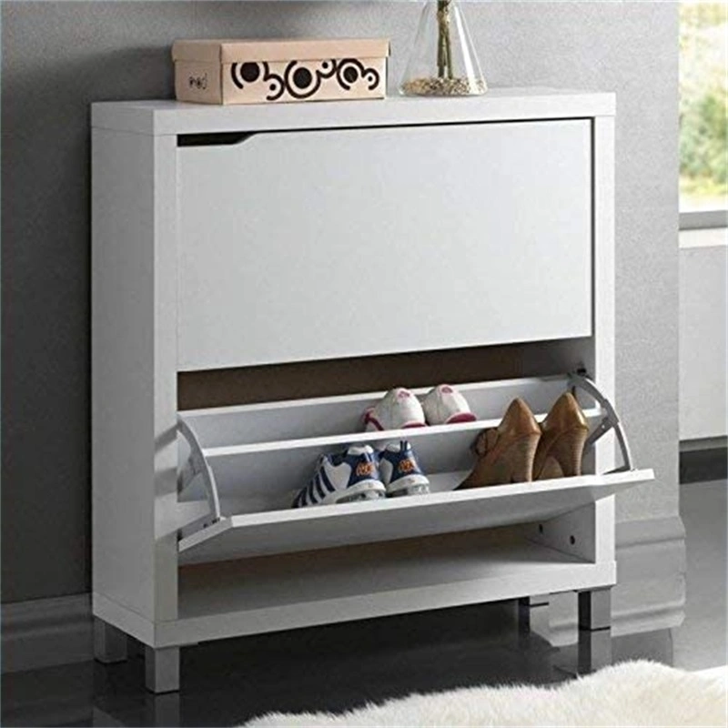 Cheap Price Wood 2 Shelves Organizer Rack Shoe Cabinet with 2 Drawers for Home