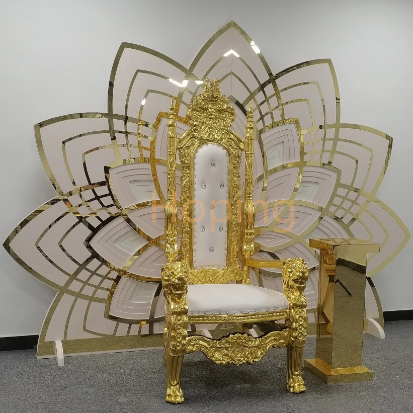 Gold King Throne High Back Wedding Background Decor Dining Chair