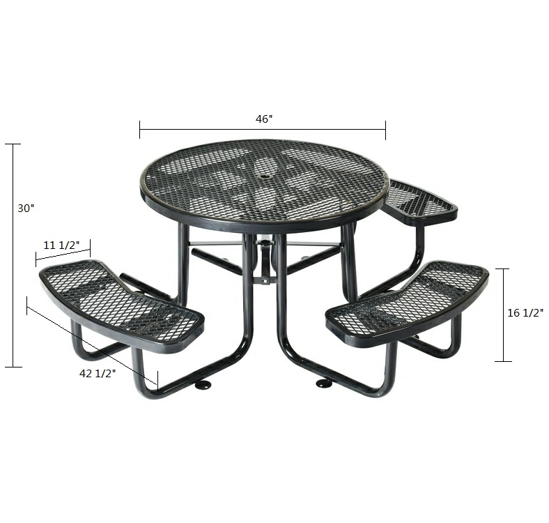 46&quot; Ada Outdoor Mesh Round Table Garden Metal Picnic Table