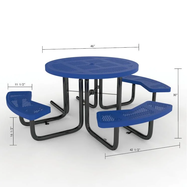 OEM 46&quot; Ada Outdoor Garden School Patio Dipped Plastic Round Hole Disabled 3 Seater Round Table