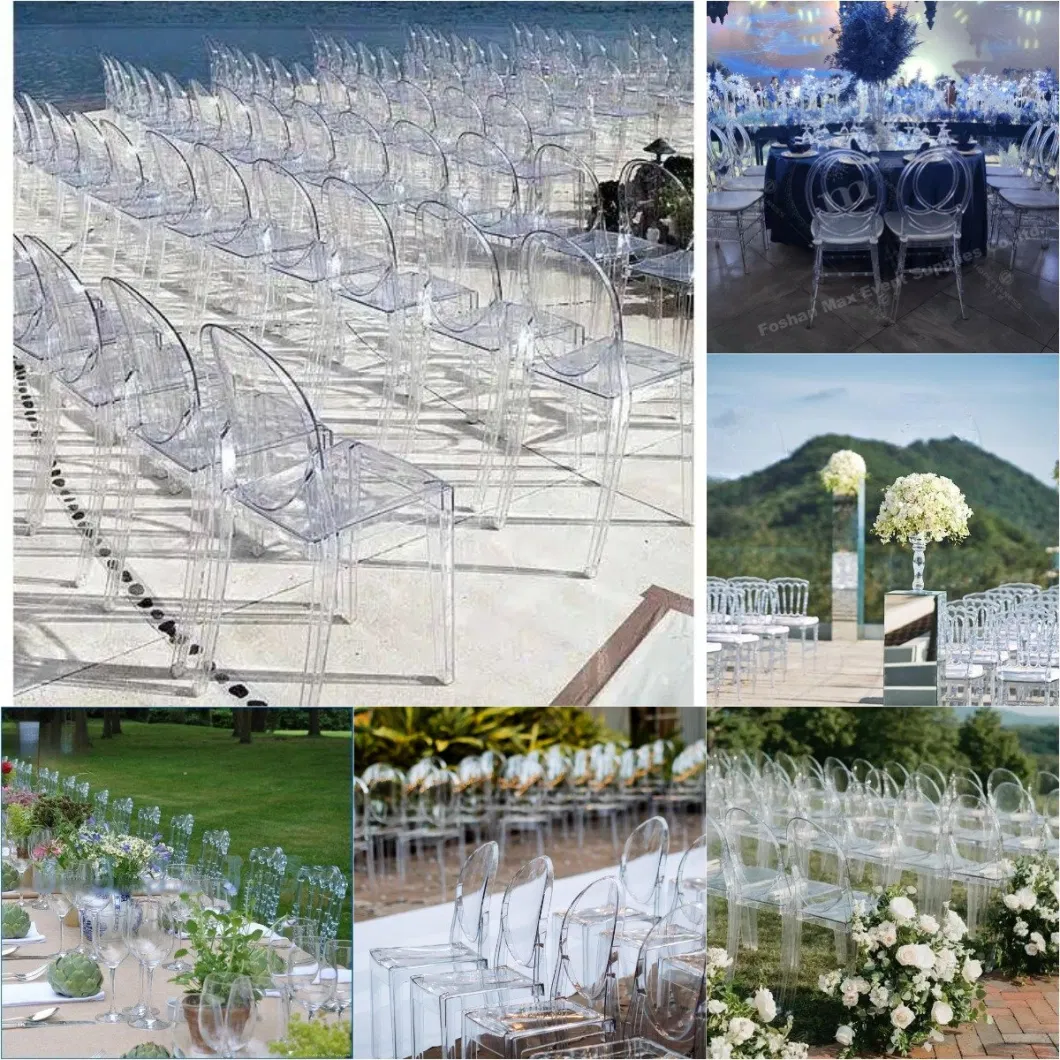 Stackable PC Resin Crystal Wedding Banquet Silla Tiffany Chiavari Dining Chair