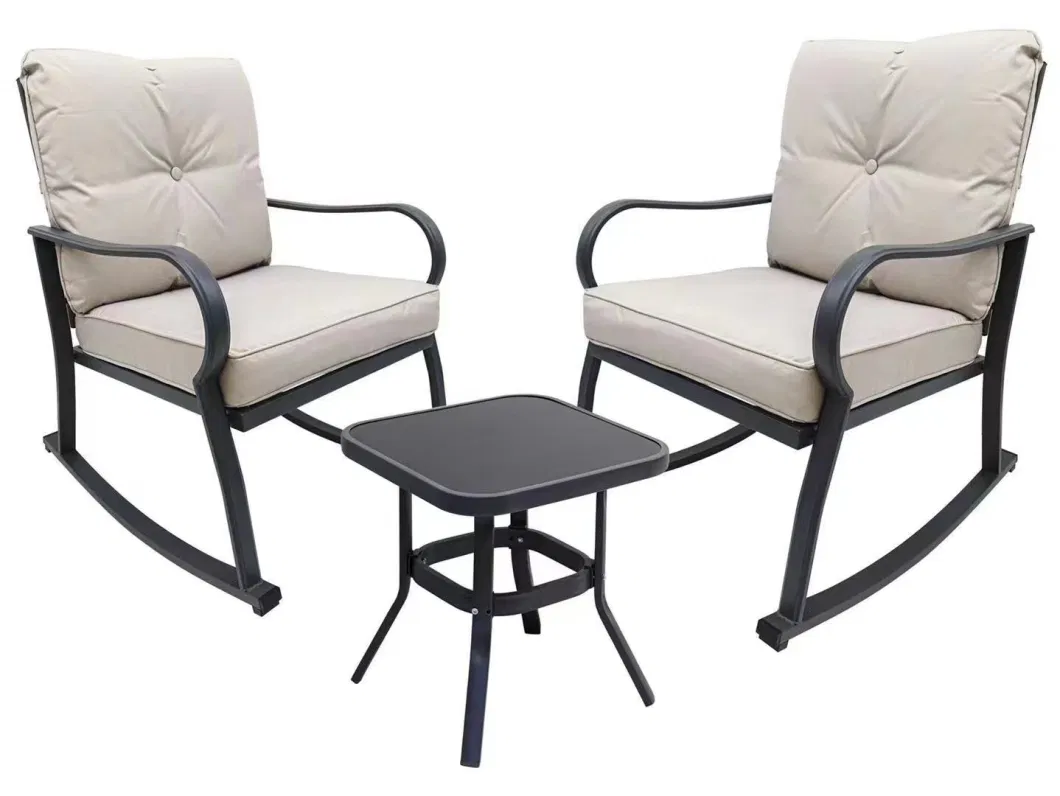 Outdoor Metal Furniture Rocking Chair Bistro Sets with Coffee Table