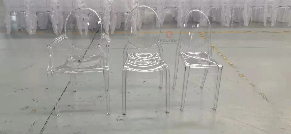 Wholesale High Quality Commercial Hotel Furniture Banqueting Chair Transparent Plastic Hotel Armrest Ghost Chair