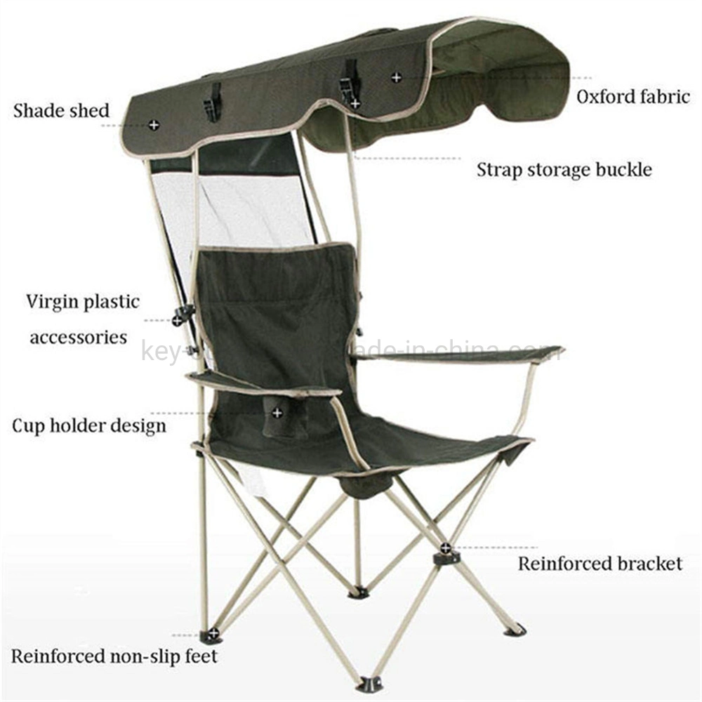 Wholesale Outdoor Metal Fishing Foldable Picnic Camping Portable Beach Chair with Sun Canopy Shade