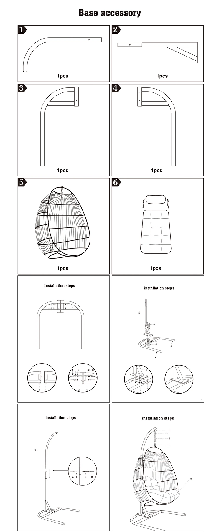 Fast Shipment Outdoor Indoor Folding Rattan Basket Hammock Hanging Chair