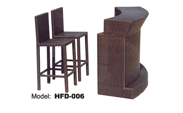 Outdoor Rattan Bar Set Garden Hotel Chair Cafe Table Bar Stool