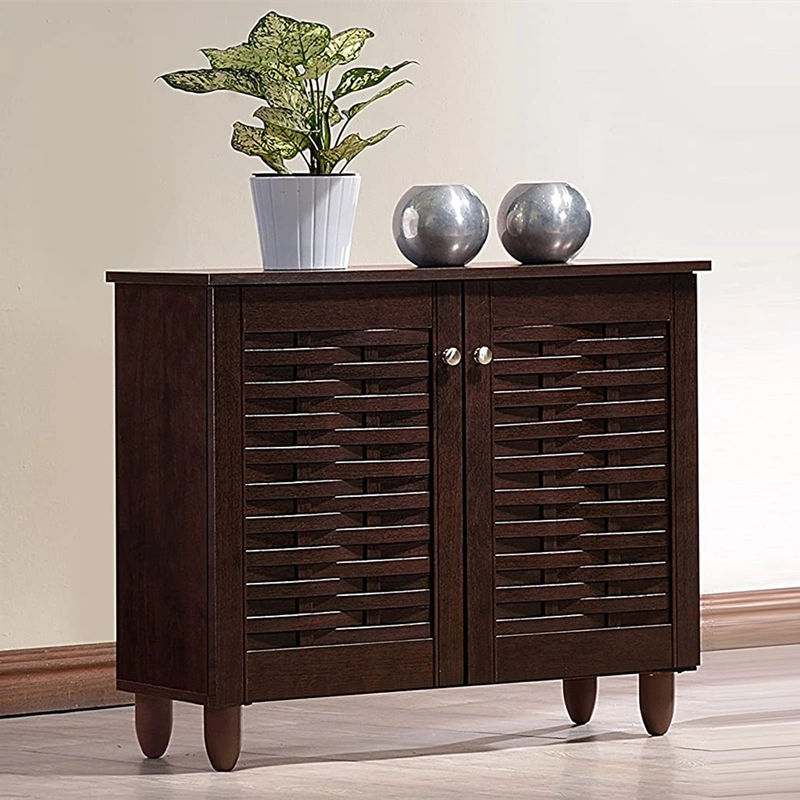 Modern Dark Brown Household Entrance Wooden Shoe Cabinet 0238