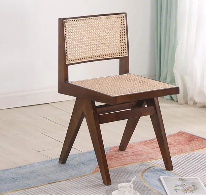 Modern Furniture Solid Wood Solid Back Side Chairs Cane Dining Chair