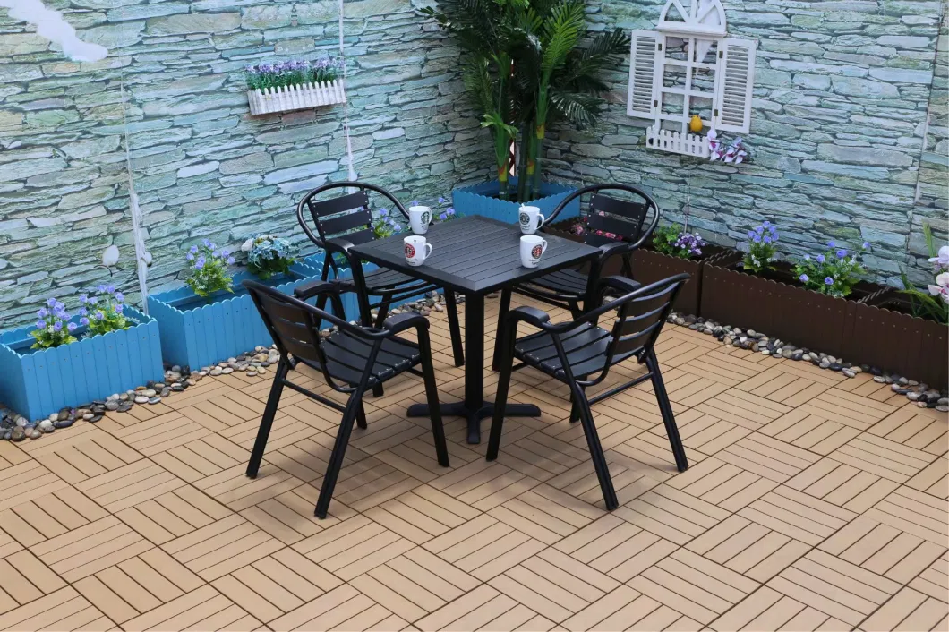 Lawn Furniture Water Proof Outdoor Plastic Wooden Picnic Table and Chair for Restaurant