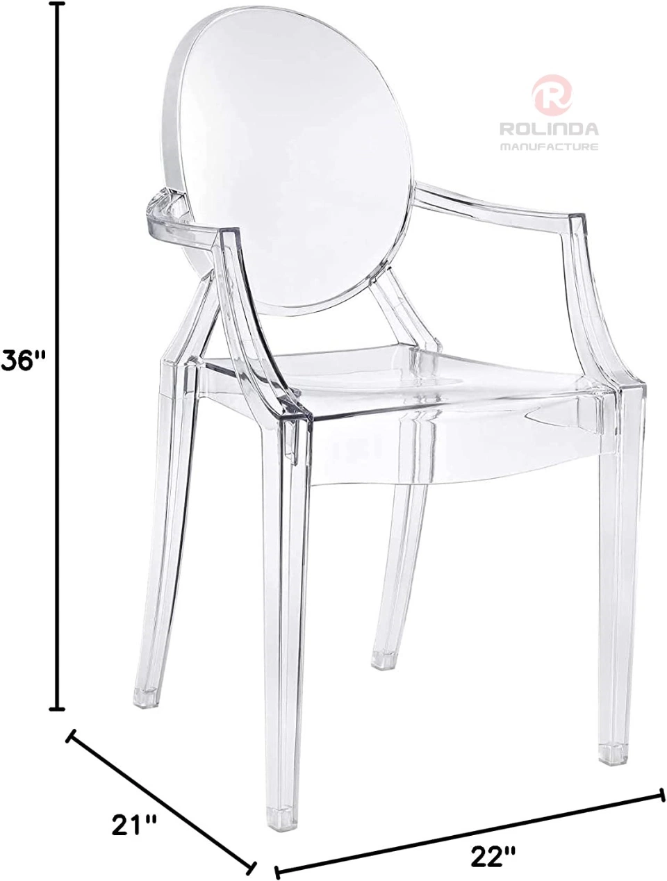 Wholesale High Quality Commercial Hotel Furniture Banqueting Chair Transparent Plastic Hotel Armrest Ghost Chair