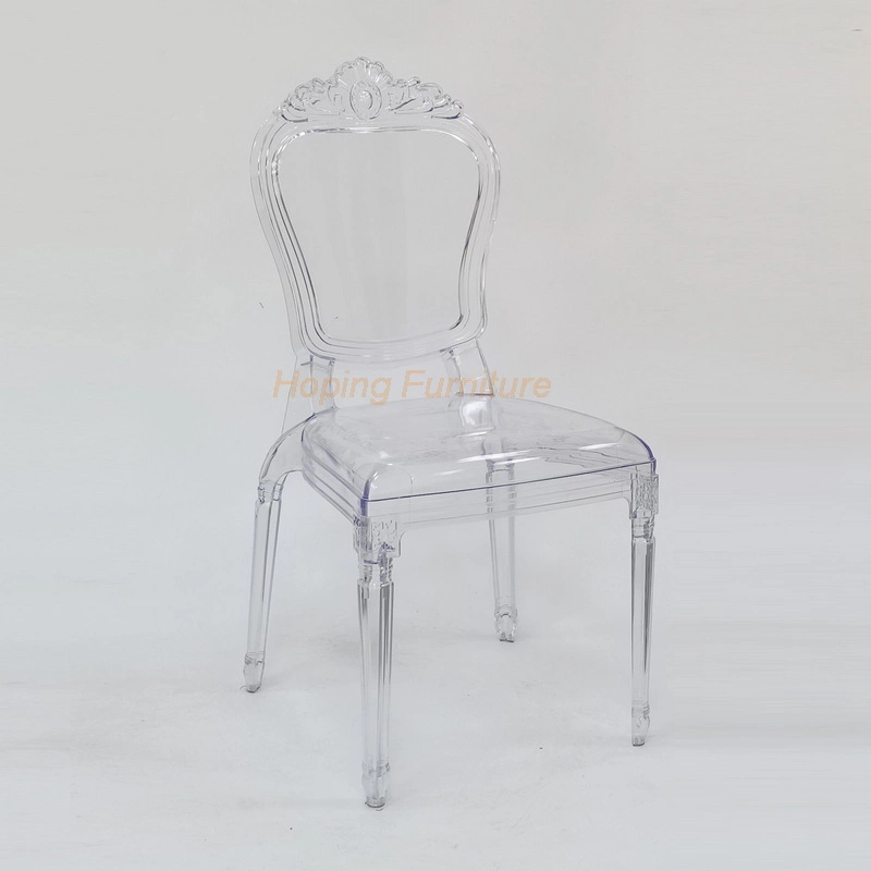 Net Back Decoration Transparent Crystal Wedding Dining Furniture Tiffany Resin Chair