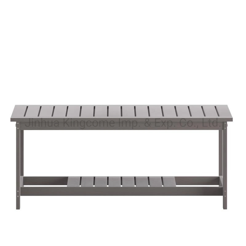 Garden Furniture Outdoor Picnic Plastic Wood Polystyrene Outdoor Bench and Table in Gray