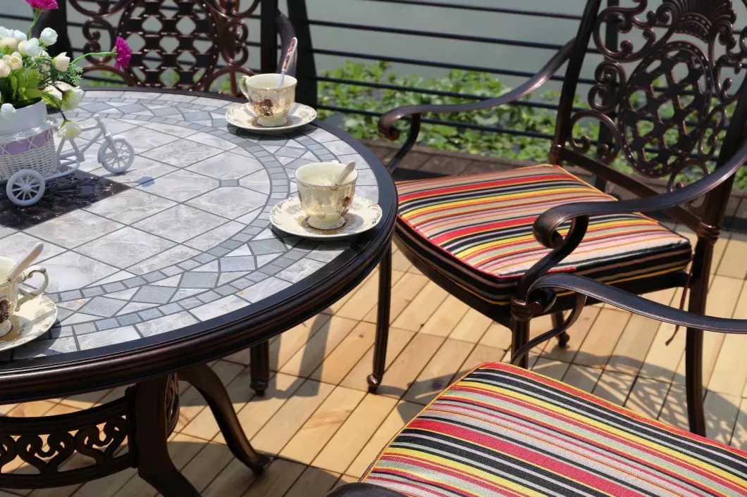 Outdoor Aluminum Tables and Chairs Outside The Courtyard Balcony Garden Outdoor Barbecue Table Marble Composite Tea Table