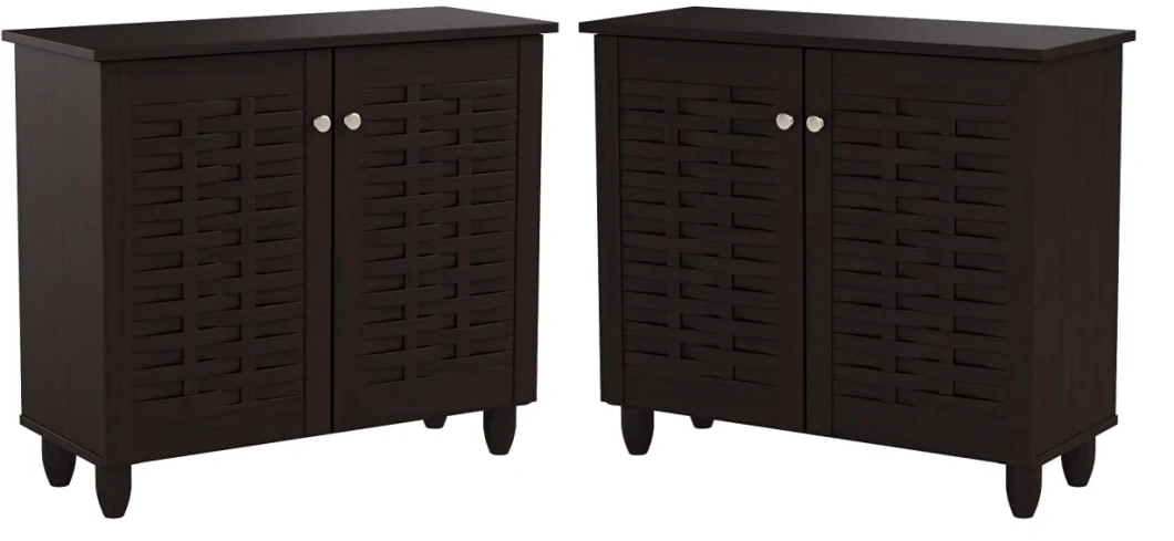 Modern Dark Brown Household Entrance Wooden Shoe Cabinet 0238