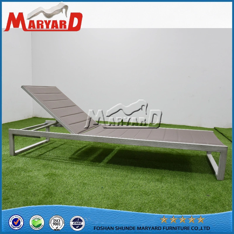 Luxury Hotel Daybed Furniture Wood Color Aluminum Frame Sling Sunbed Sun Lounger