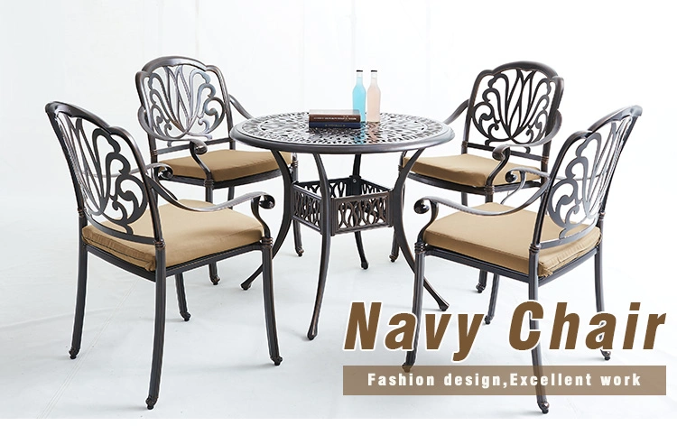 High-Quality Patio Garden Furniture Vintage Metal Round Table Aluminum Rattan Casual Outdoor Coffee Table