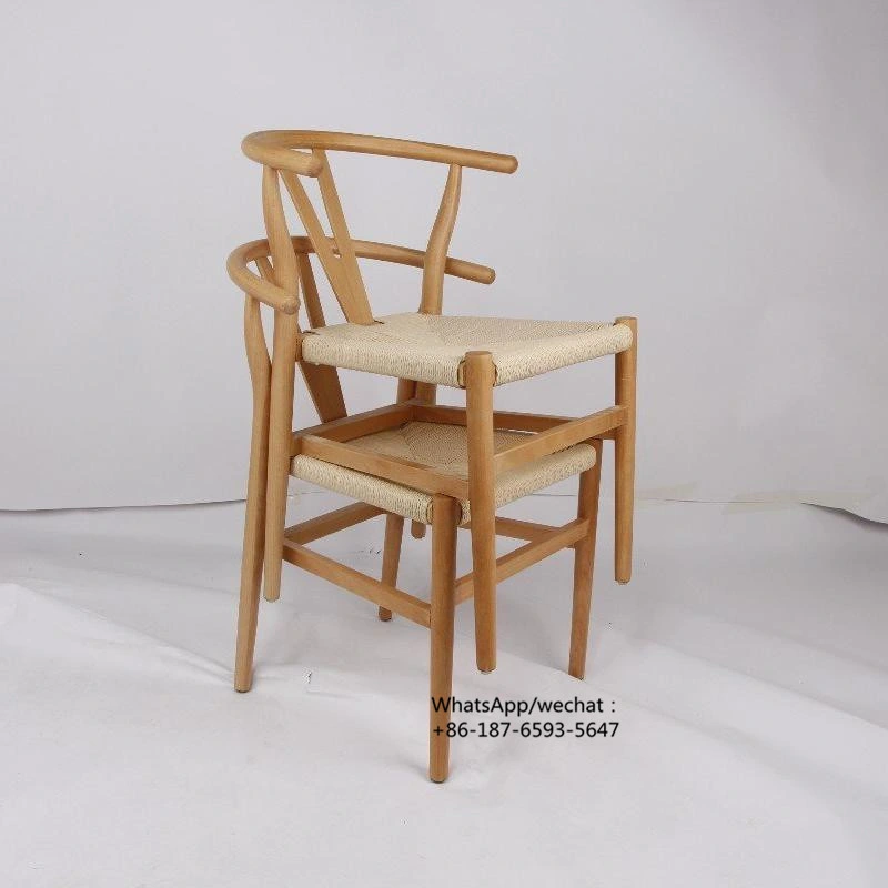 Black Wooden Wishbone Y Chair with Paper Rope Seat