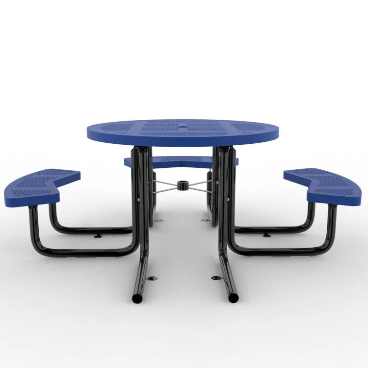 OEM 46&quot; Ada Outdoor Garden School Patio Dipped Plastic Round Hole Disabled 3 Seater Round Table