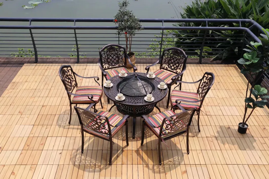 Outdoor Aluminum Tables and Chairs Outside The Courtyard Balcony Garden Outdoor Barbecue Table Marble Composite Tea Table