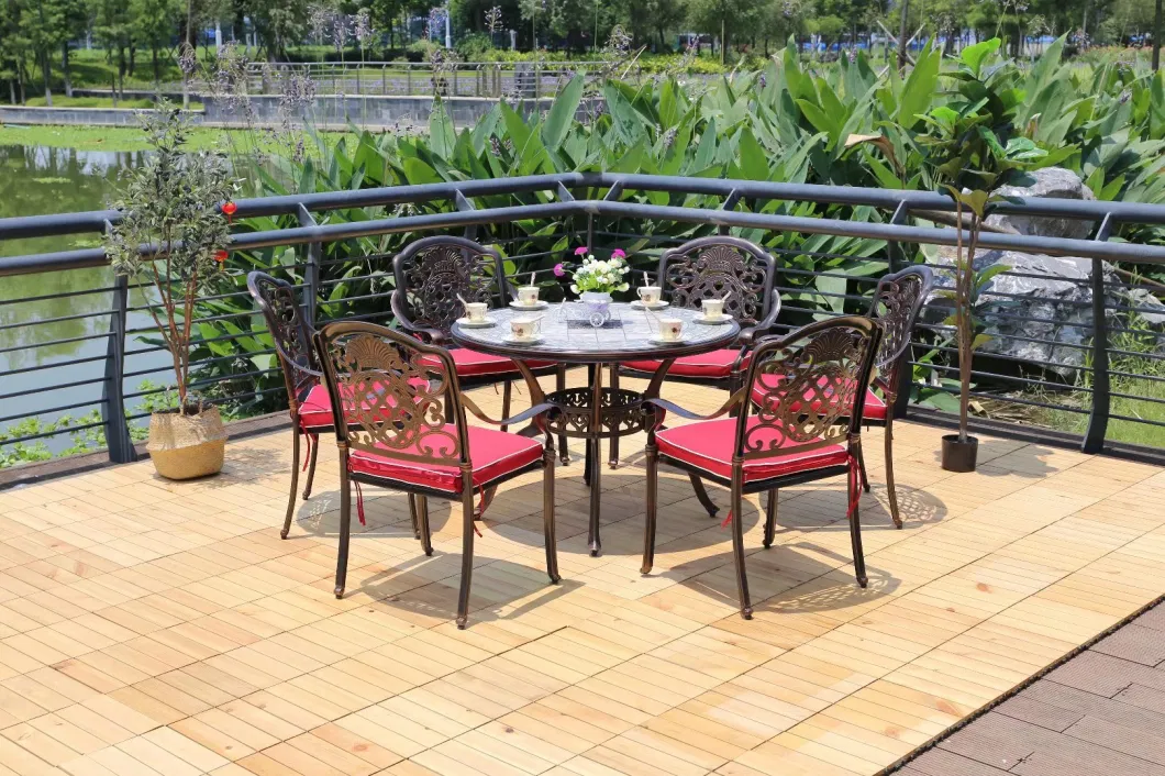 Outdoor Aluminum Tables and Chairs Outside The Courtyard Balcony Garden Outdoor Barbecue Table Marble Composite Tea Table