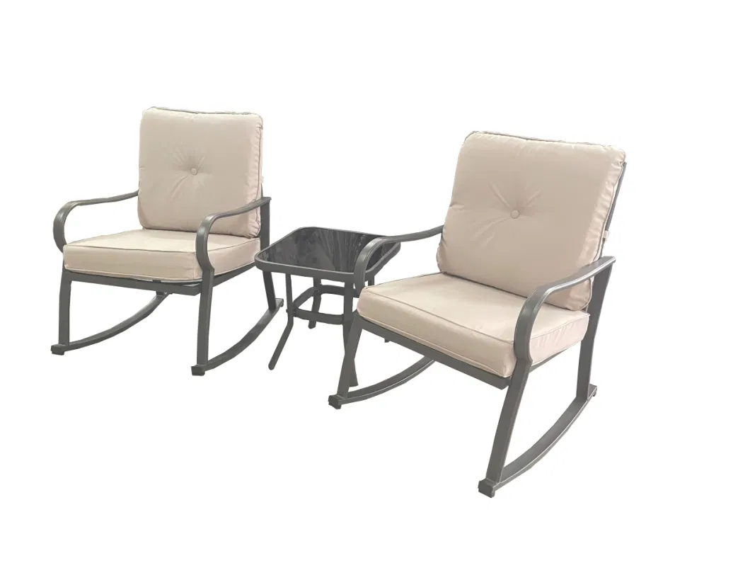 Outdoor Metal Furniture Rocking Chair Bistro Sets with Coffee Table