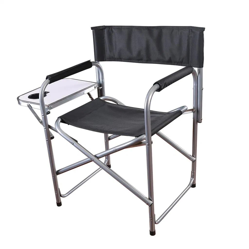 Portable Folding Sports Chair Director Chair Collapsible with Side Table and Side Storage Bag, Blue