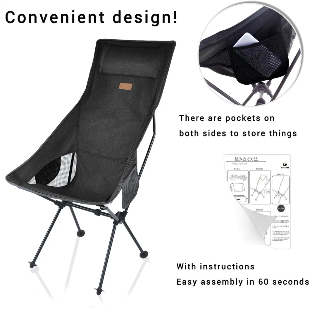 Portable Outdoor Travel Recliner Ultra Light Backrest Hiking Beach Camping Chair