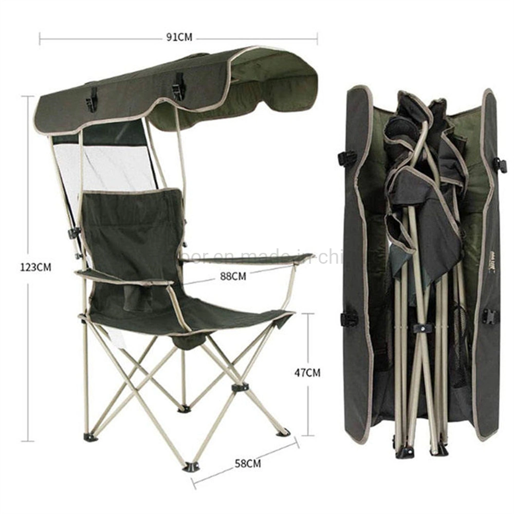 Wholesale Outdoor Metal Fishing Foldable Picnic Camping Portable Beach Chair with Sun Canopy Shade