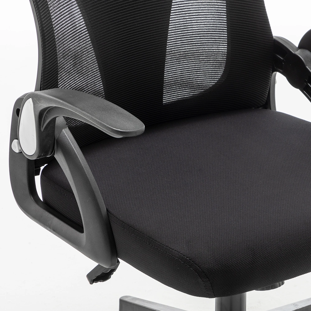 High Quality Low Price Folding Back Black Office Ergonomic Chair with Flip up Armrest