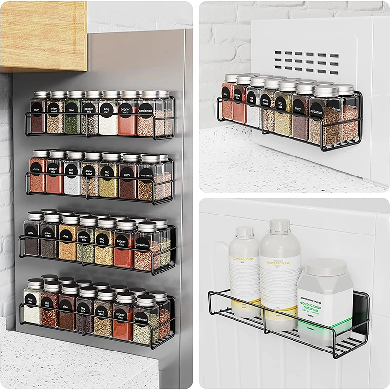 Customization 4 Pcak Magnetic Spice Rack Organizer Metal Wire Spice Set Shelf Rack