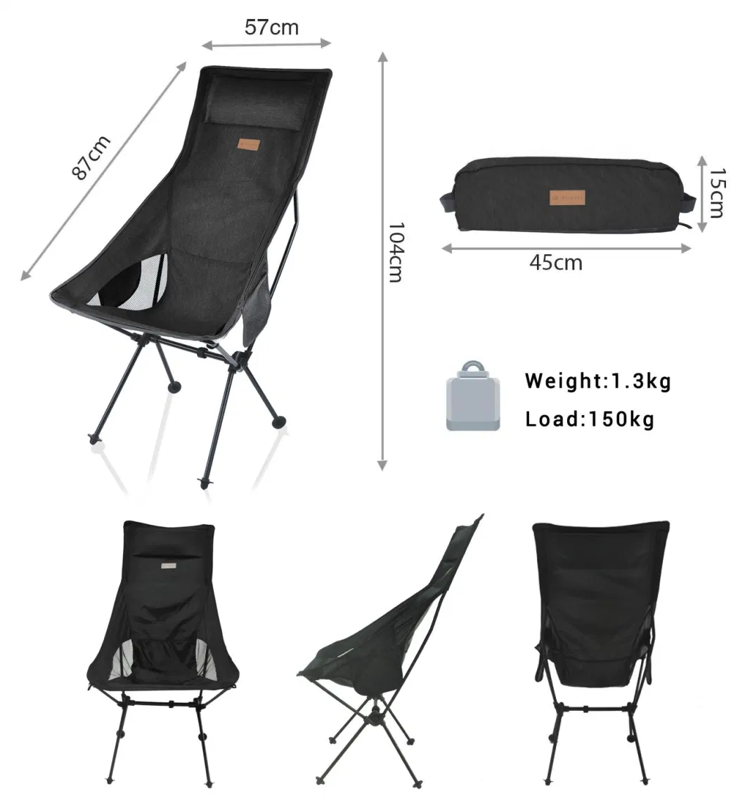 Portable Outdoor Travel Recliner Ultra Light Backrest Hiking Beach Camping Chair