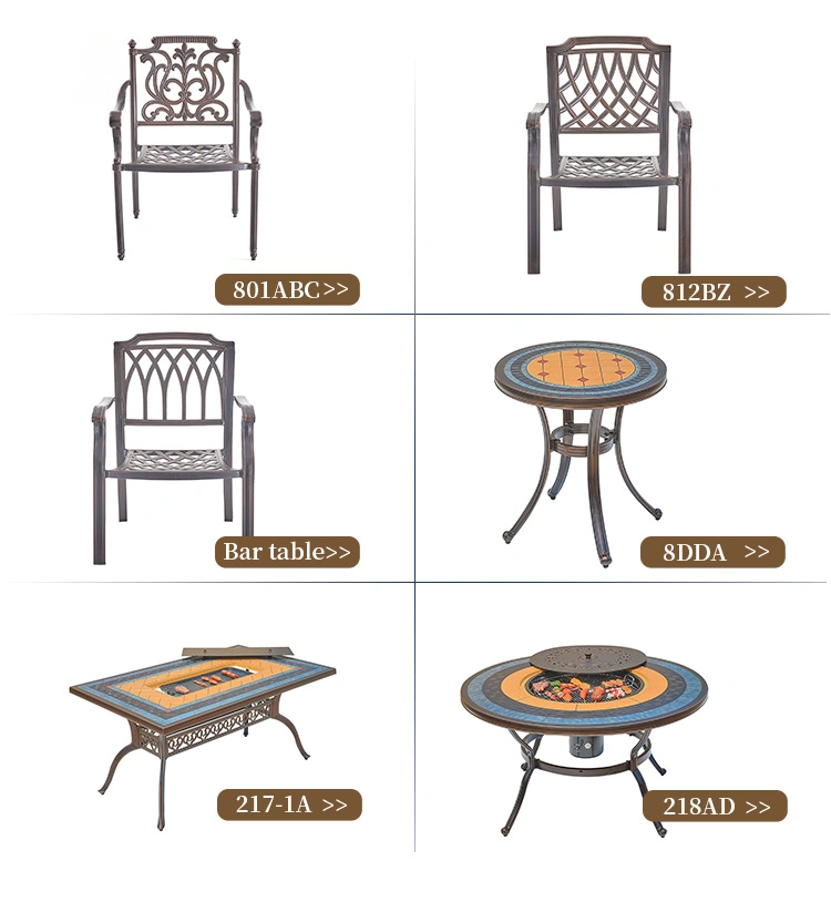 High-Quality Patio Garden Furniture Vintage Metal Round Table Aluminum Rattan Casual Outdoor Coffee Table