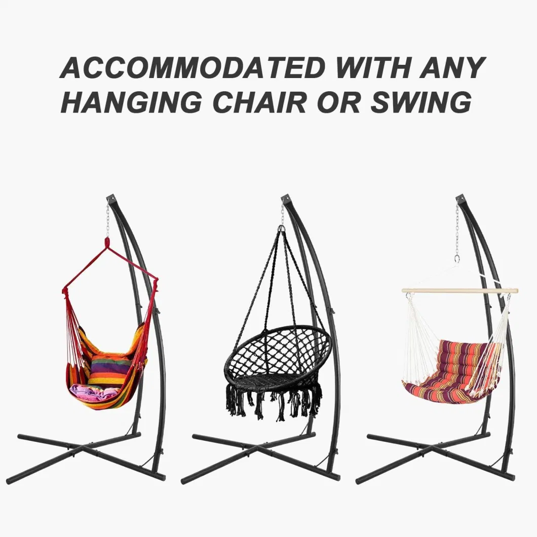 Garden Outdoor Hammock Chair Cotton Rope Swing Tassel Hanging Chair with Steel Stand