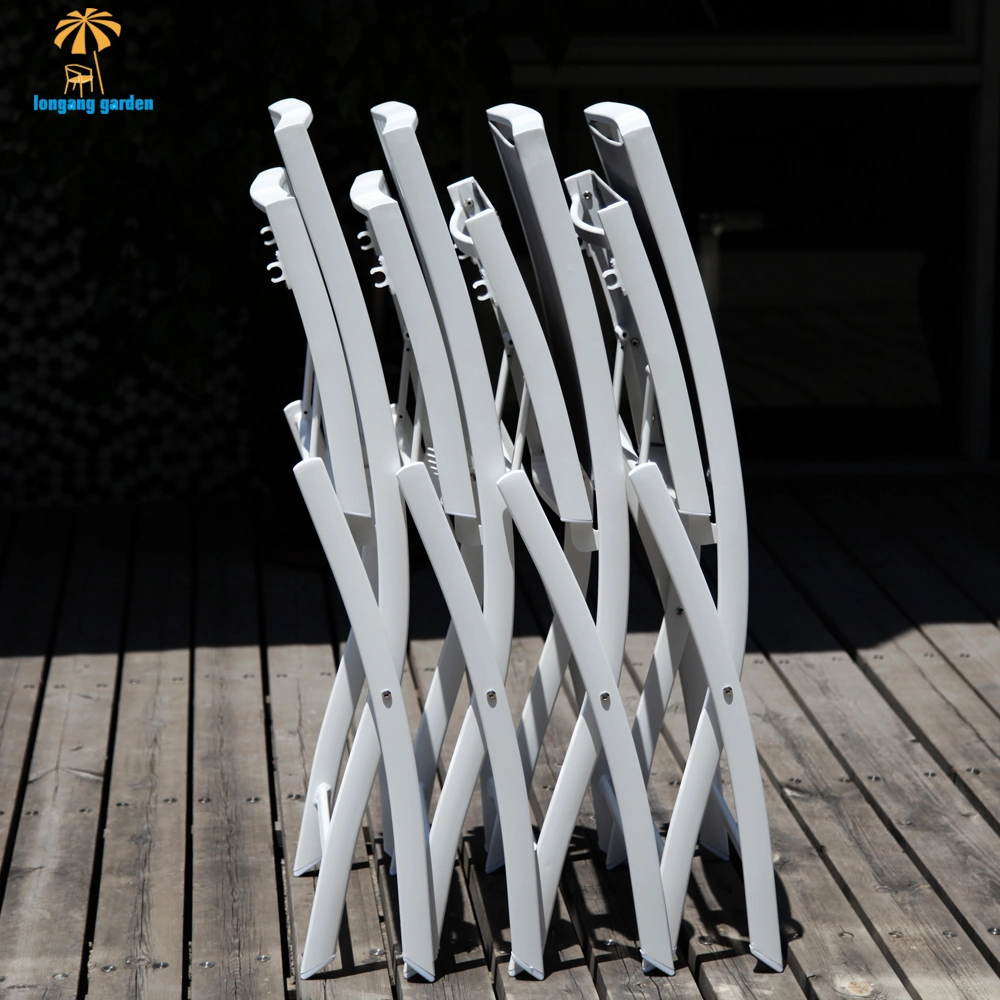 Space Saving Furniture, Outdoor Folding White Aluminum Dining Chairs