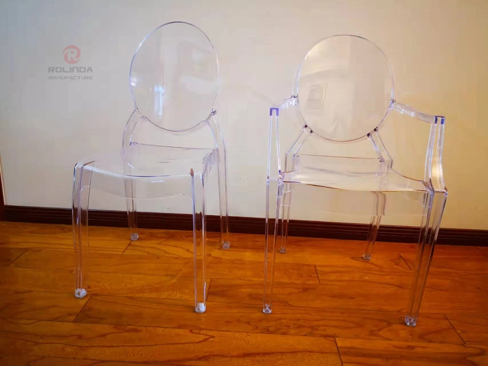 Wholesale High Quality Commercial Hotel Furniture Banqueting Chair Transparent Plastic Hotel Armrest Ghost Chair