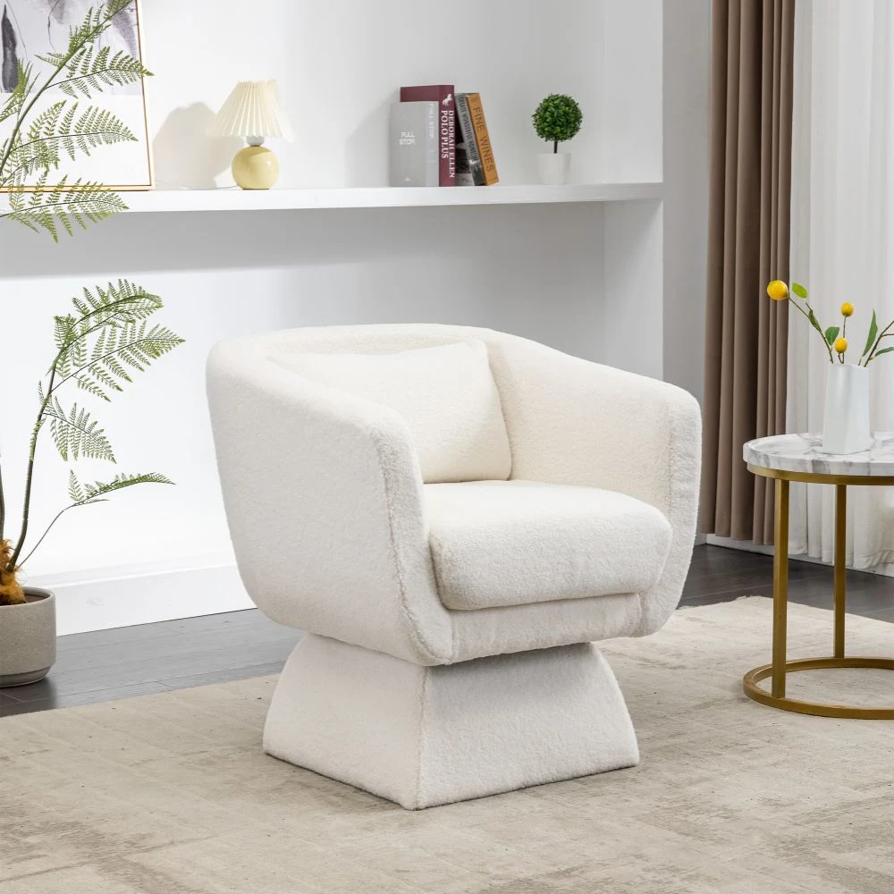 Swivel Accent Chair with Boucle, Beige