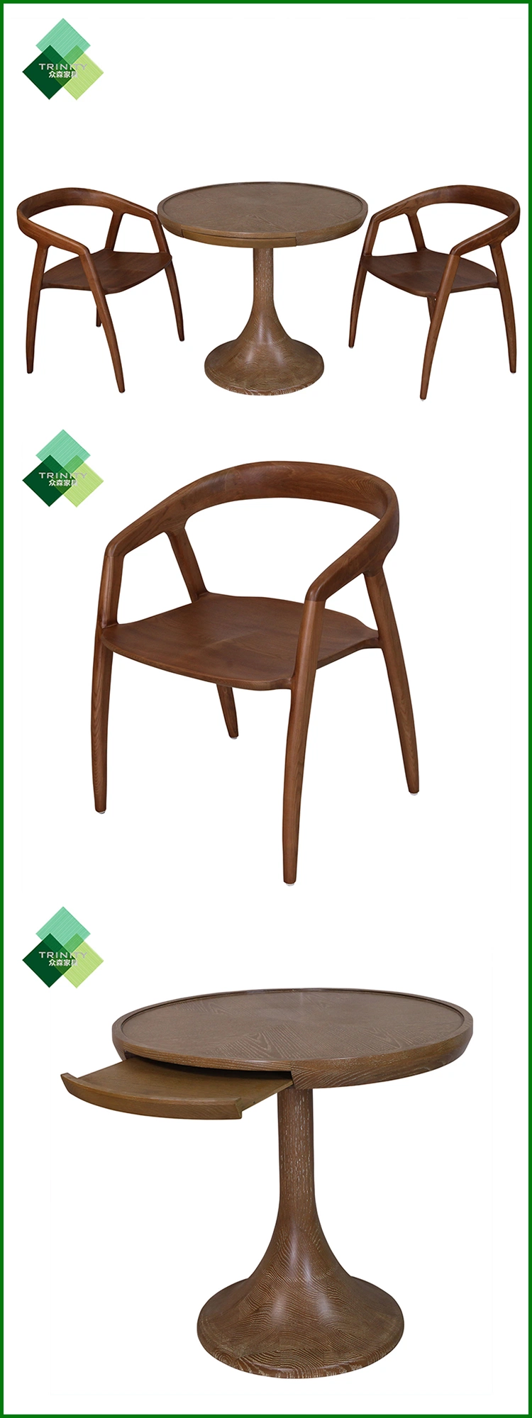 Bespoke Modern Design Solid Wood Table Chair Furniture Set for Dining Room Hotel Restaurant Cafe Coffee Shop