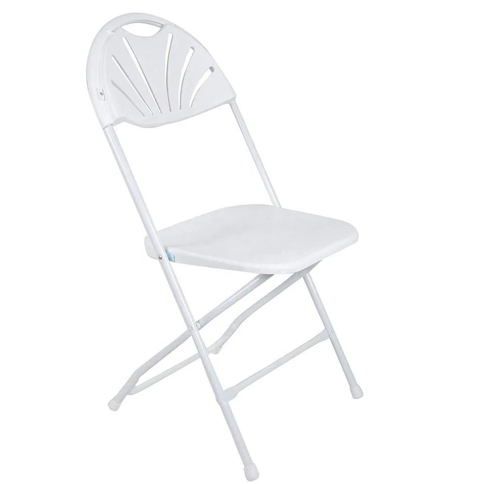 Black Plastic Folding Chair Fan Back Portable Chairs