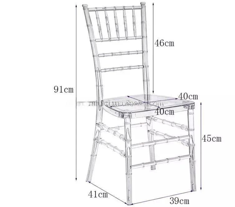 Stackable PC Resin Crystal Wedding Banquet Silla Tiffany Chiavari Dining Chair