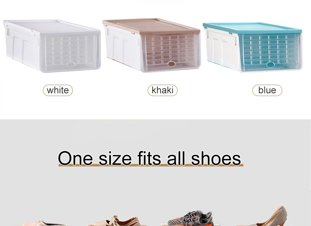 6 PCS Clear Drop Front Big Stackable Plastic Box Basketball Shoe Rack for Organizer Storage Shoe